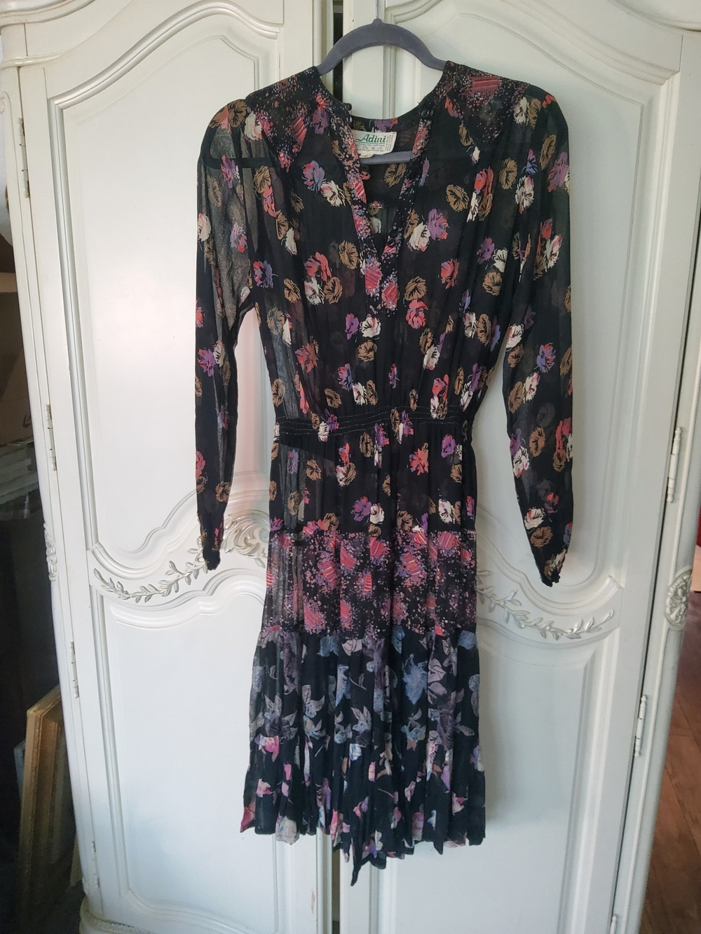Vintage Adini Indian Rayon Gauze Peasant Dress